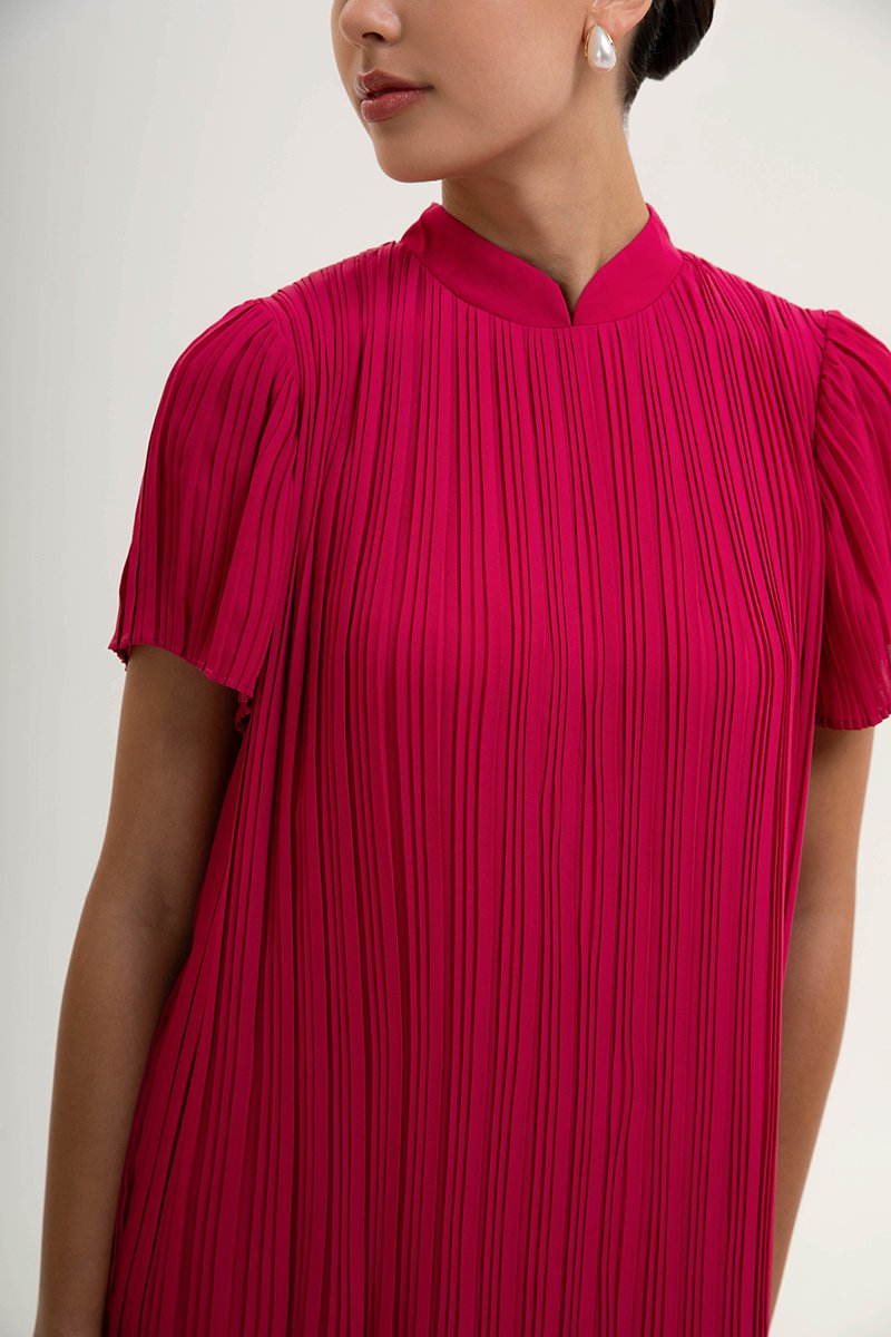 NOURIA PLEATED MAXI CHEONGSAM W SASH