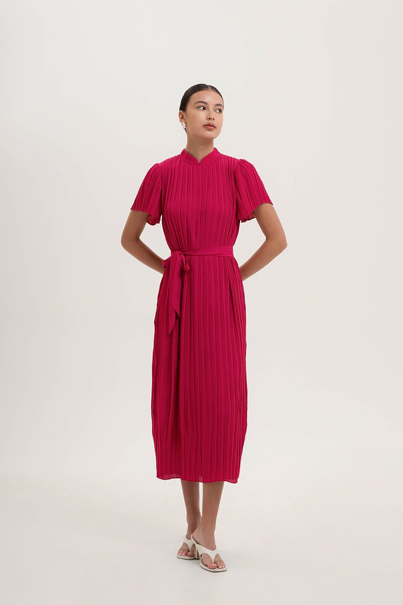 NOURIA PLEATED MAXI CHEONGSAM W SASH