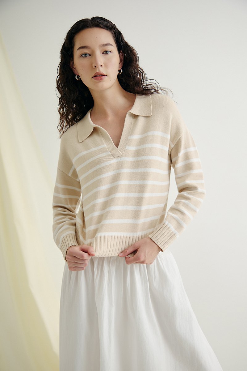 KEITH STRIPED COLLARED SWEATER