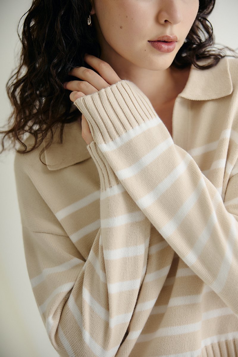 KEITH STRIPED COLLARED SWEATER
