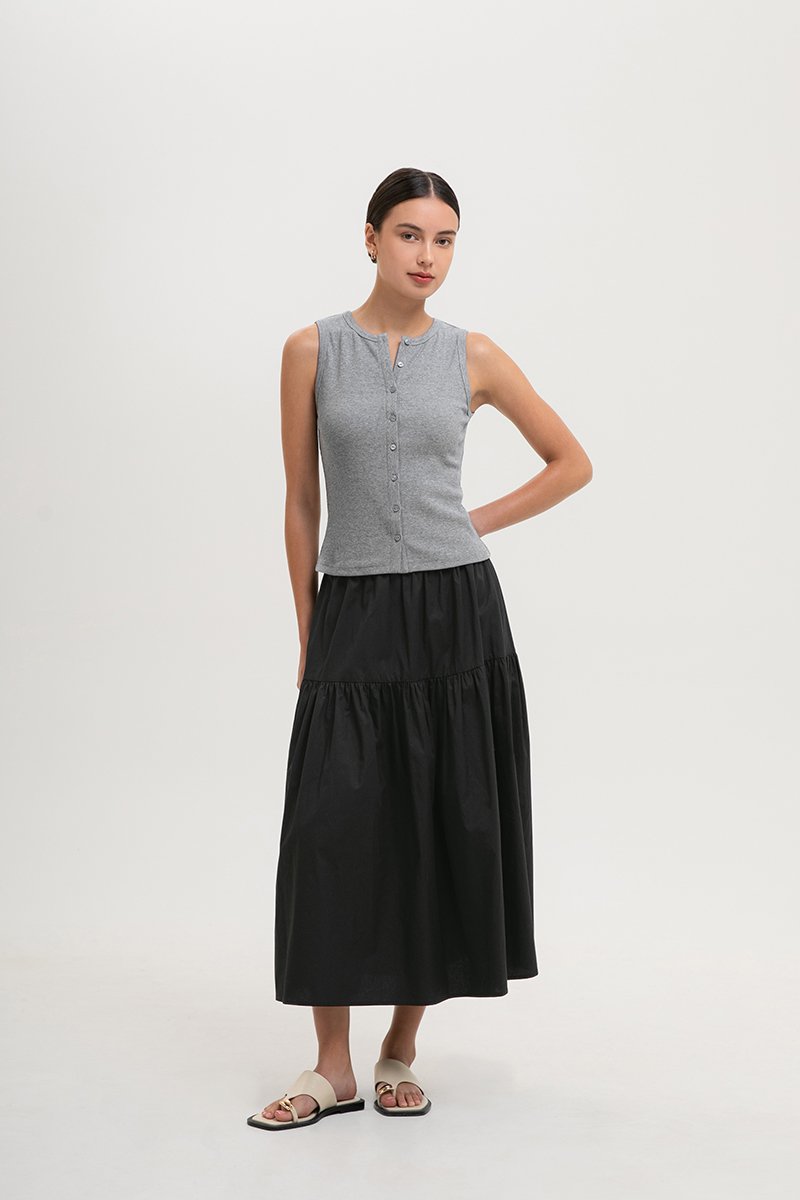 CLAIRE BUTTONDOWN RIBBED TANK TOP