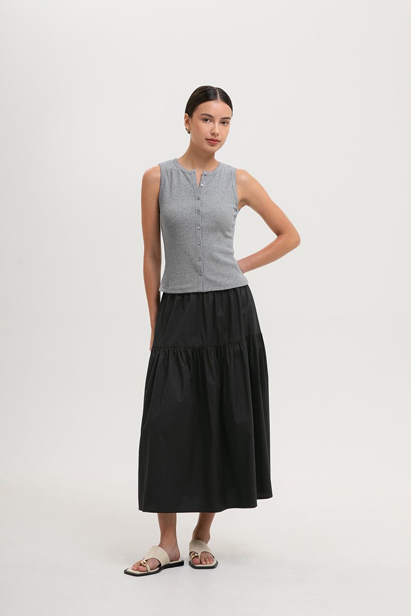 CLAIRE BUTTONDOWN RIBBED TANK TOP