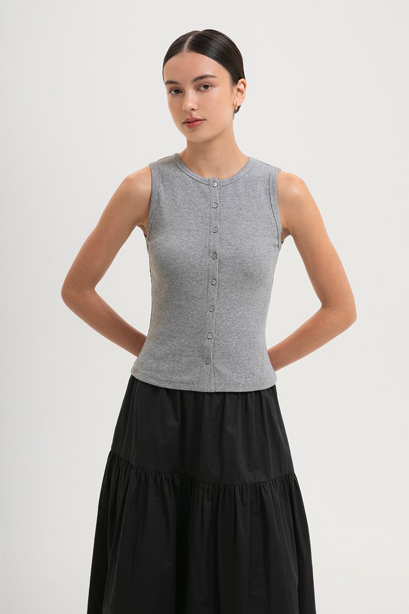 CLAIRE BUTTONDOWN RIBBED TANK TOP