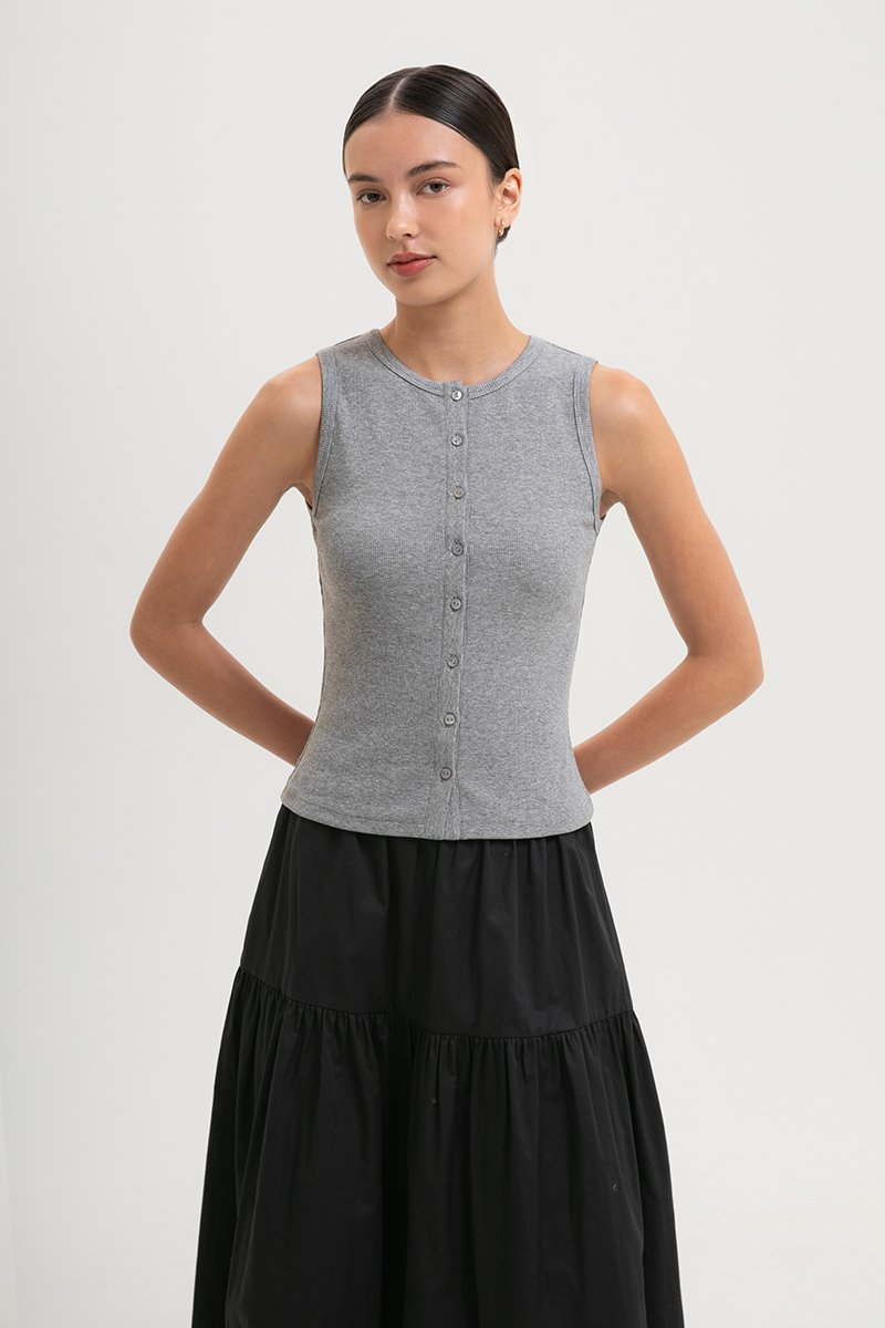 CLAIRE BUTTONDOWN RIBBED TANK TOP