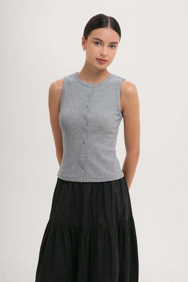CLAIRE BUTTONDOWN RIBBED TANK TOP