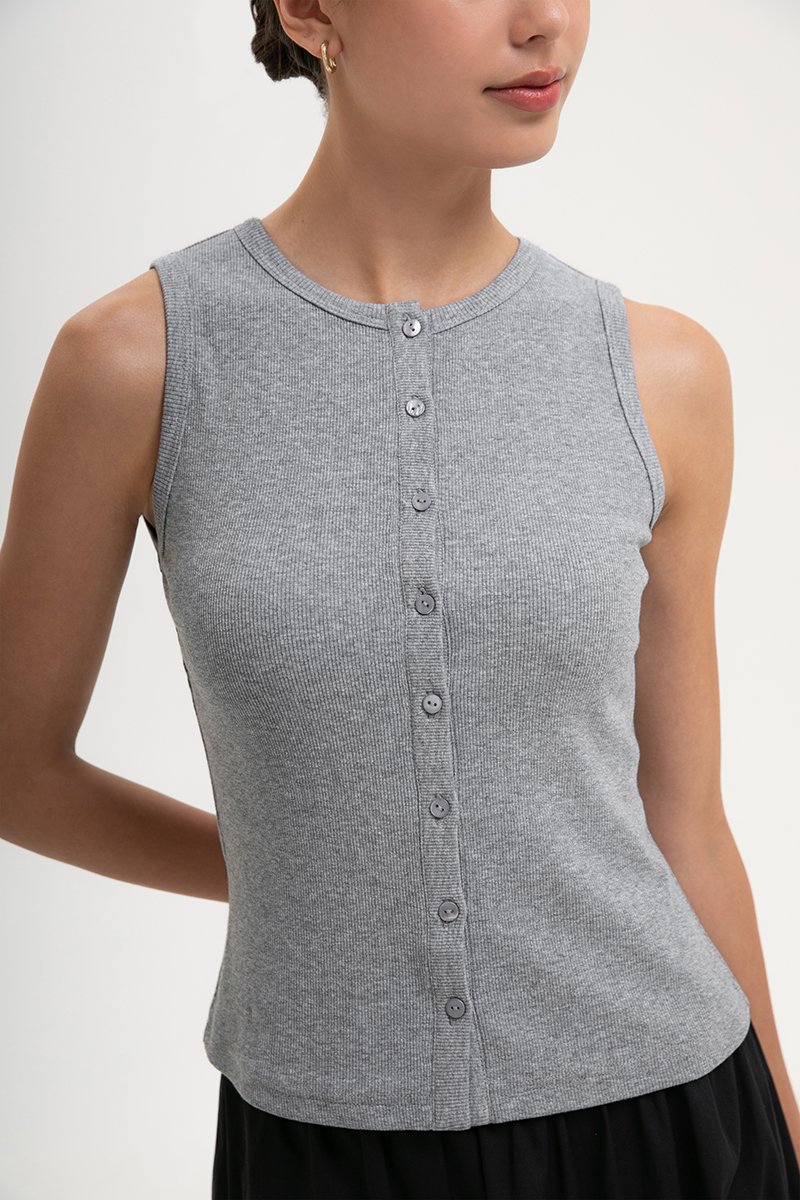 CLAIRE BUTTONDOWN RIBBED TANK TOP