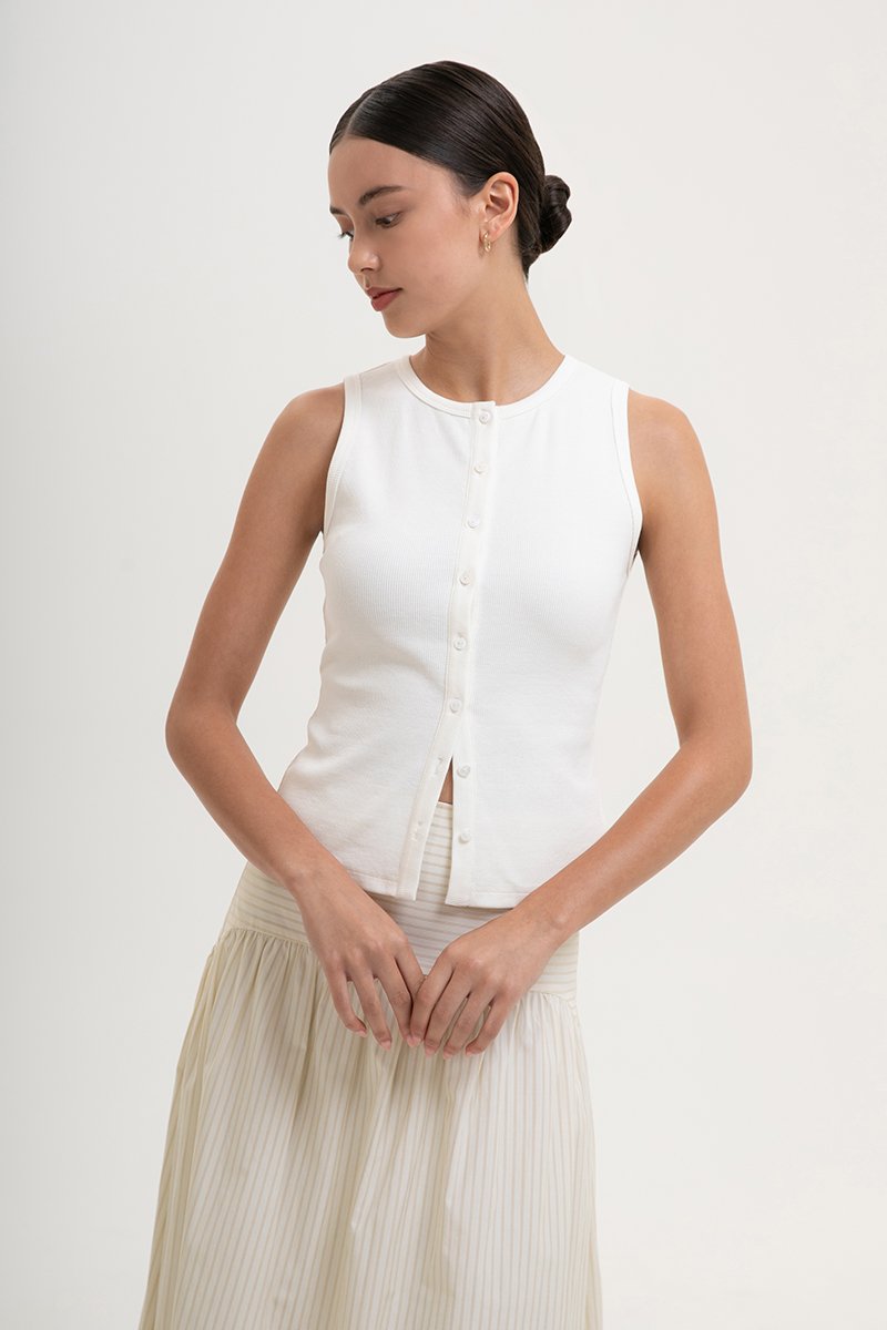 CLAIRE BUTTONDOWN RIBBED TANK TOP