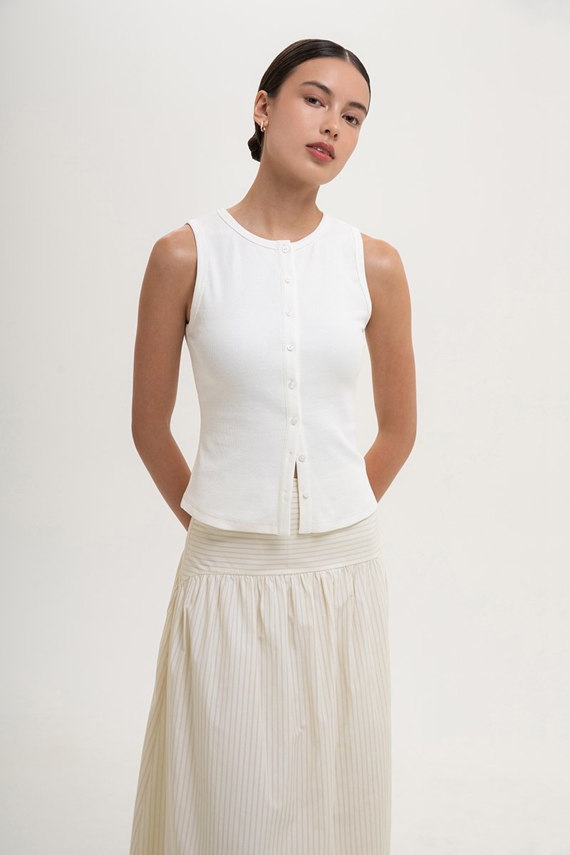 CLAIRE BUTTONDOWN RIBBED TANK TOP