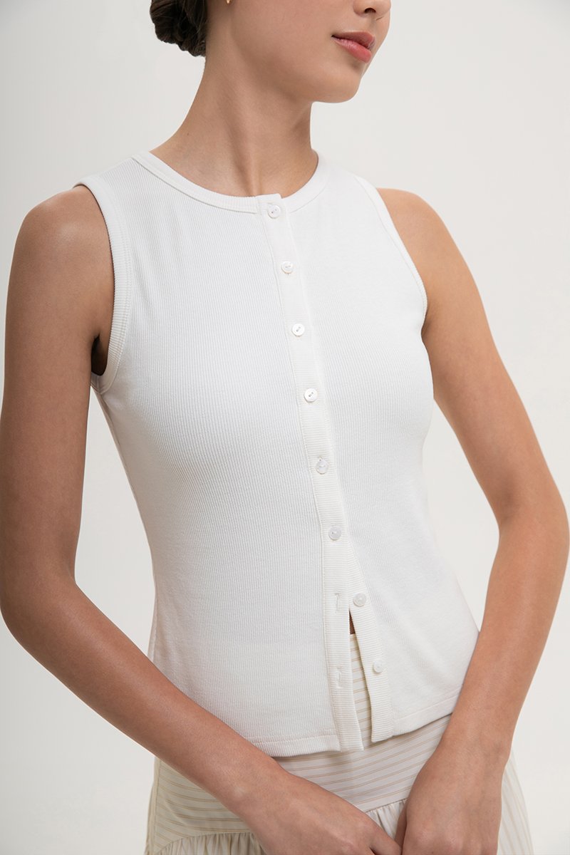 CLAIRE BUTTONDOWN RIBBED TANK TOP