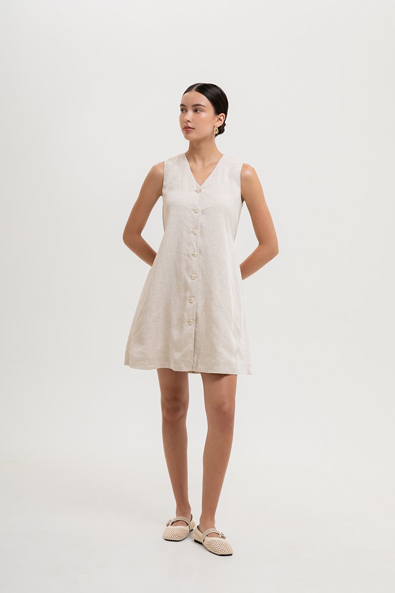 ROMY TIE BACK VEST LINEN DRESS