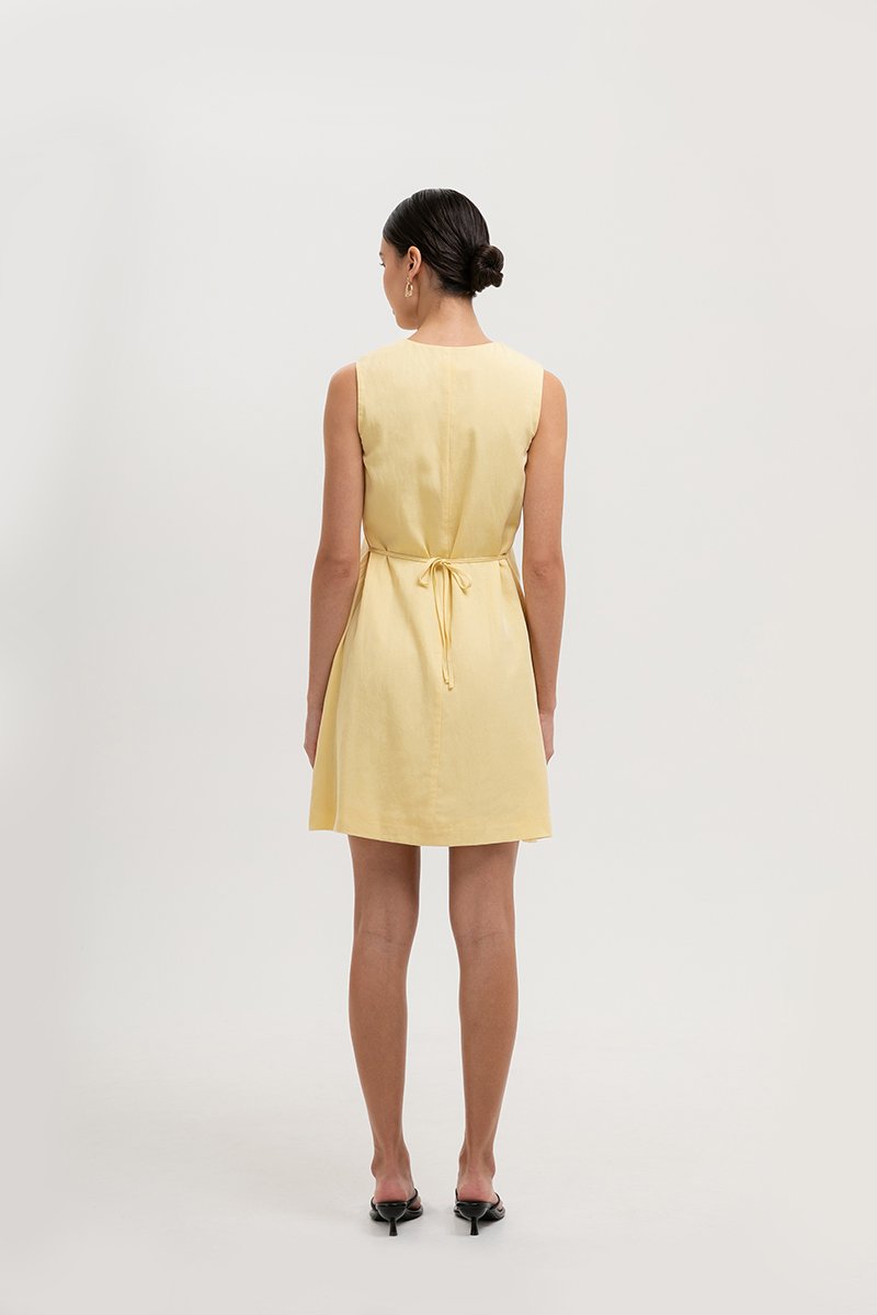 ROMY TIE BACK VEST LINEN DRESS