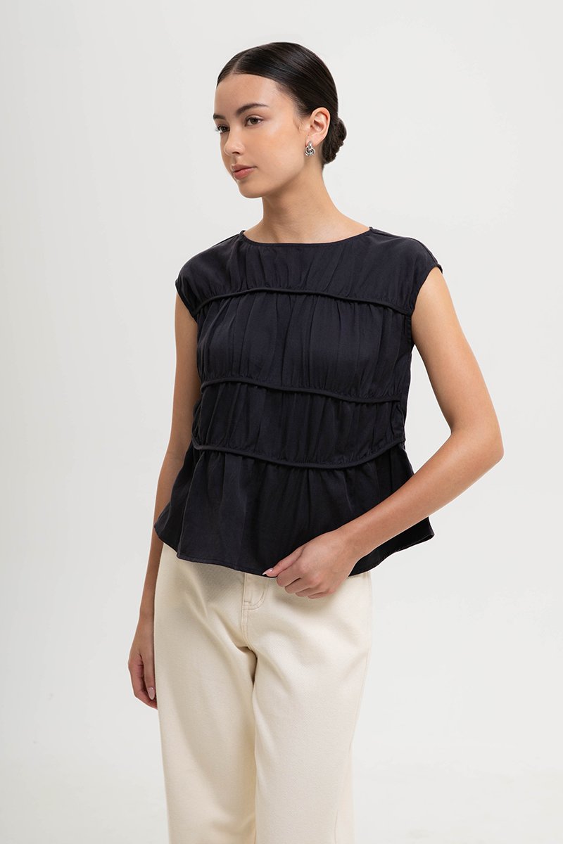 JYNN RUCHED LINEN TOP