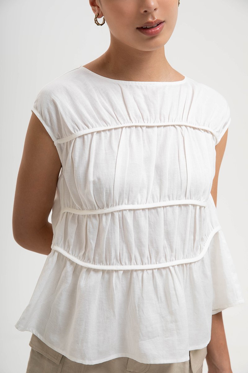 JYNN RUCHED LINEN TOP