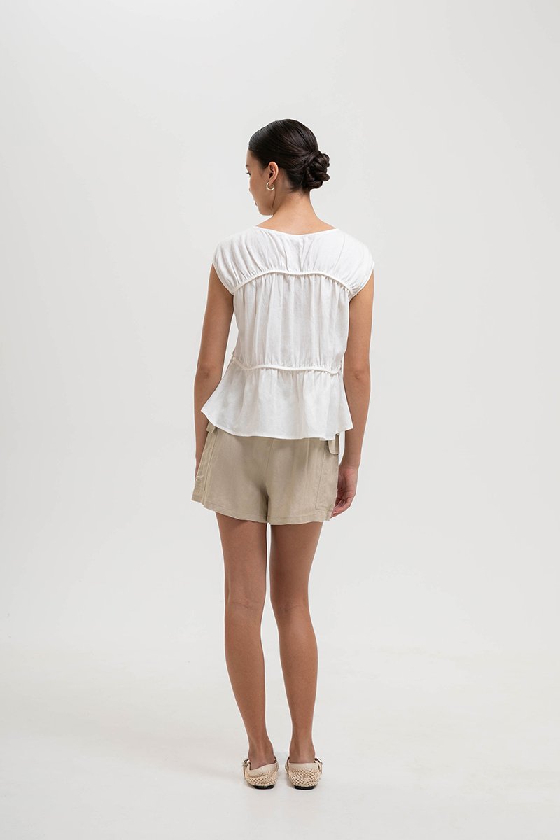 JYNN RUCHED LINEN TOP