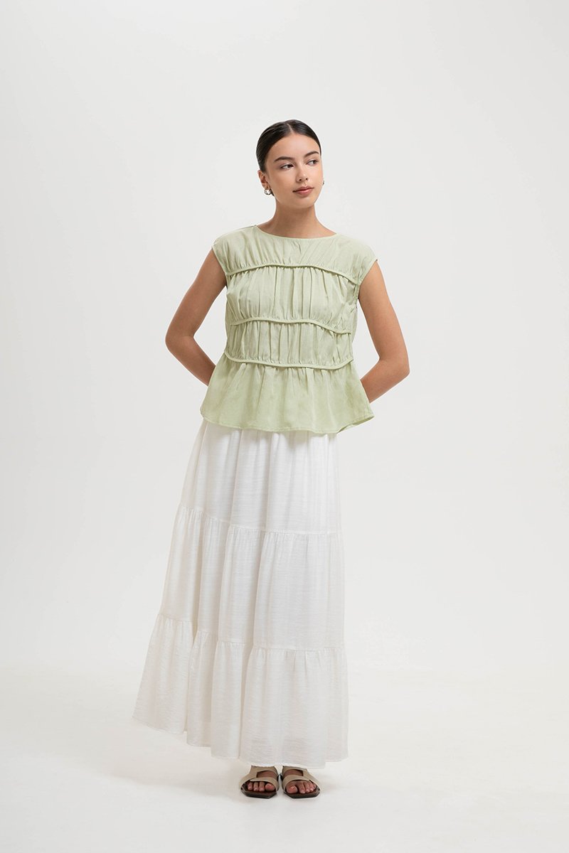 JYNN RUCHED LINEN TOP