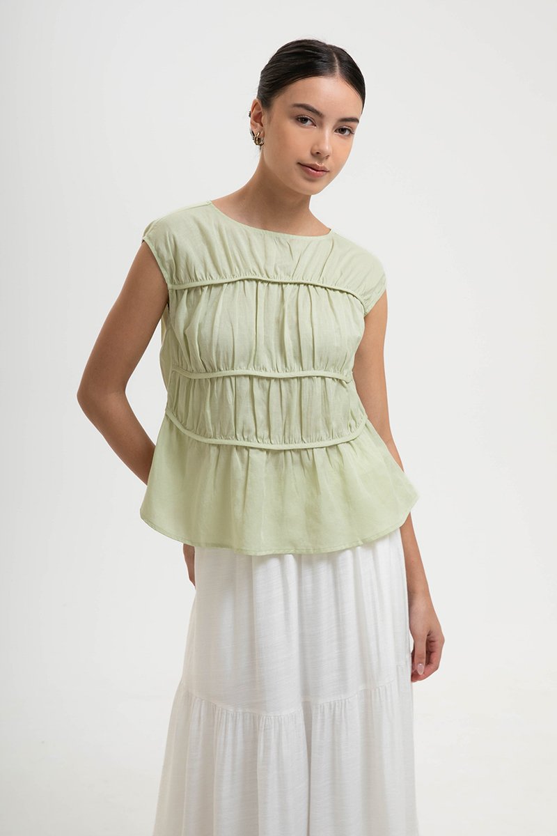 JYNN RUCHED LINEN TOP
