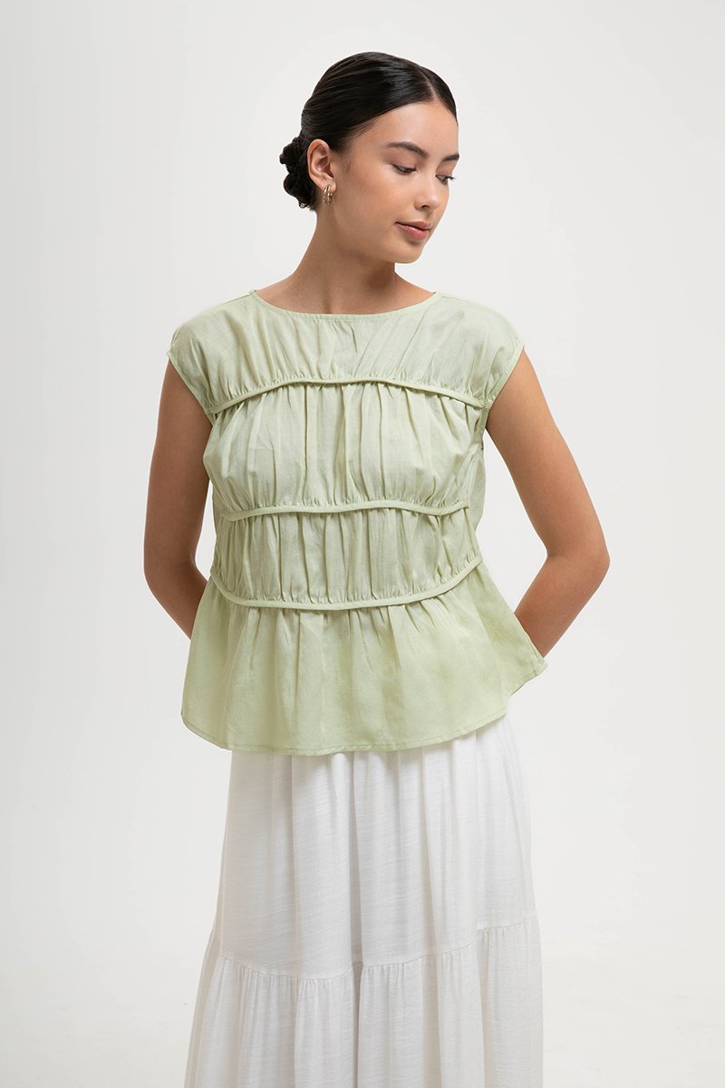 JYNN RUCHED LINEN TOP