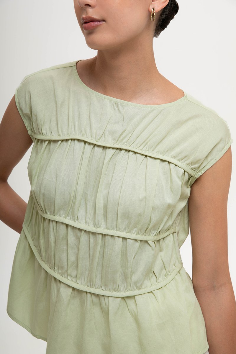 JYNN RUCHED LINEN TOP