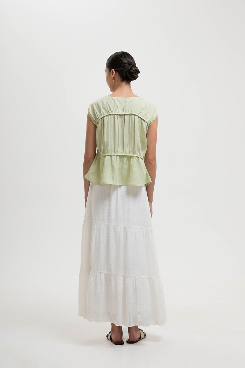 JYNN RUCHED LINEN TOP