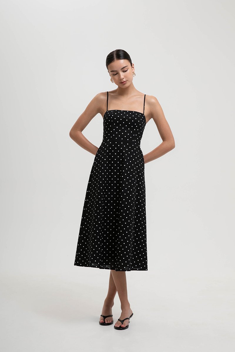 KAYLIA CAMI POLKADOT LINEN DRESS