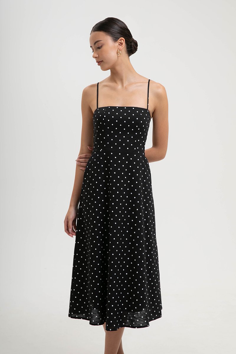 KAYLIA CAMI POLKADOT LINEN DRESS