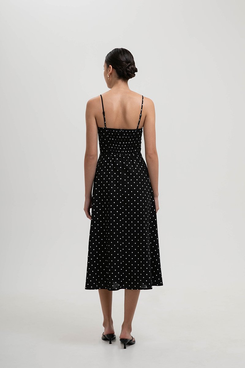 KAYLIA CAMI POLKADOT LINEN DRESS