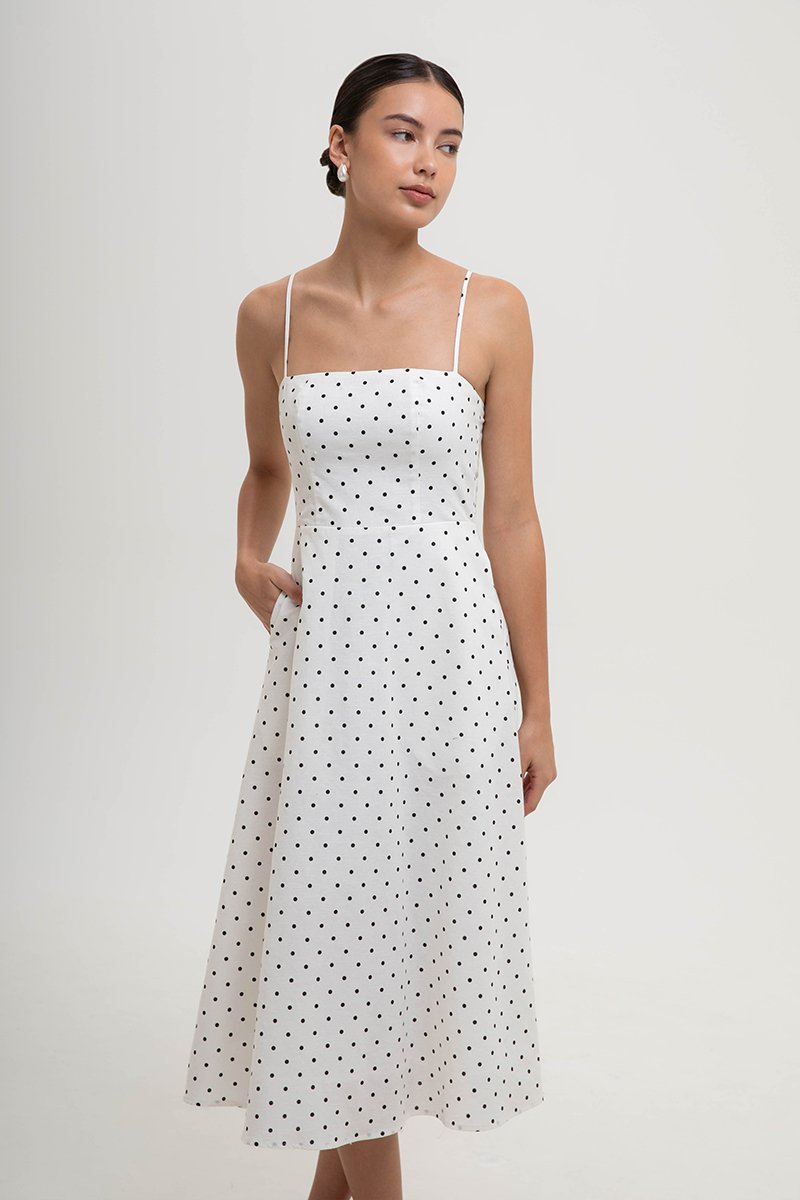 KAYLIA CAMI POLKADOT LINEN DRESS