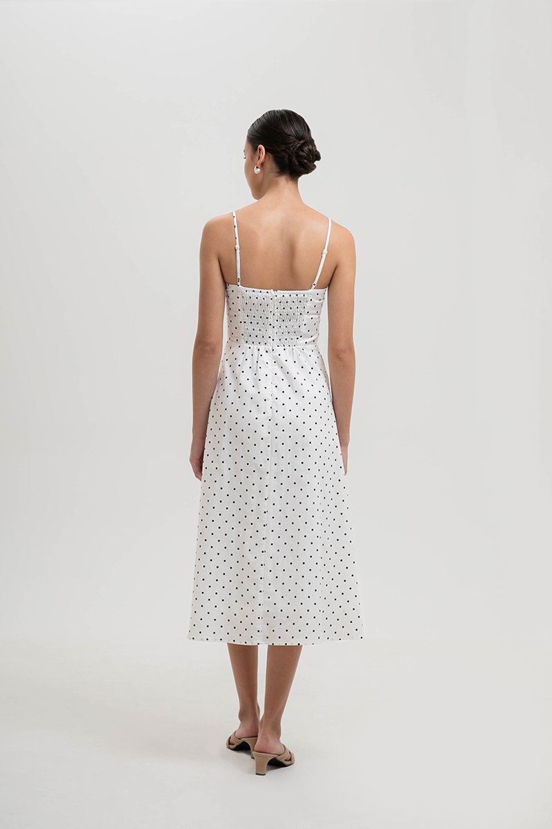 KAYLIA CAMI POLKADOT LINEN DRESS