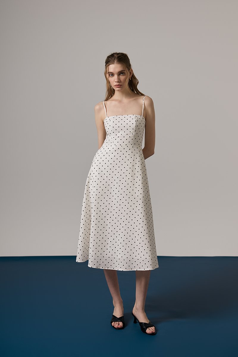 KAYLIA CAMI POLKADOT LINEN DRESS