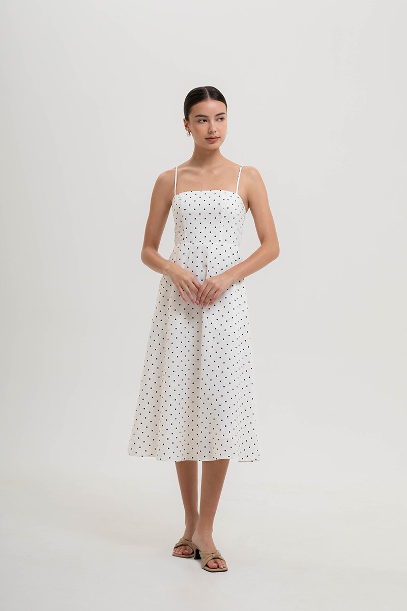 KAYLIA CAMI POLKADOT LINEN DRESS