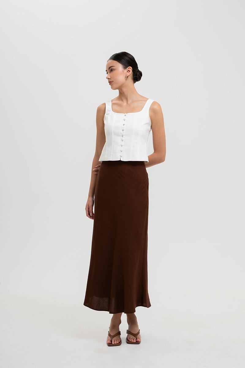 KELSY LINEN MIDI SKIRT