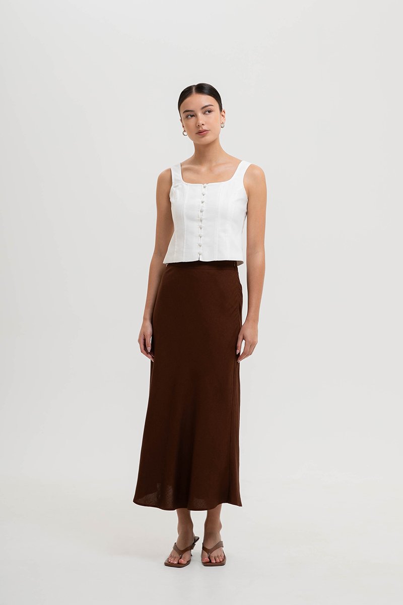 KELSY LINEN MIDI SKIRT