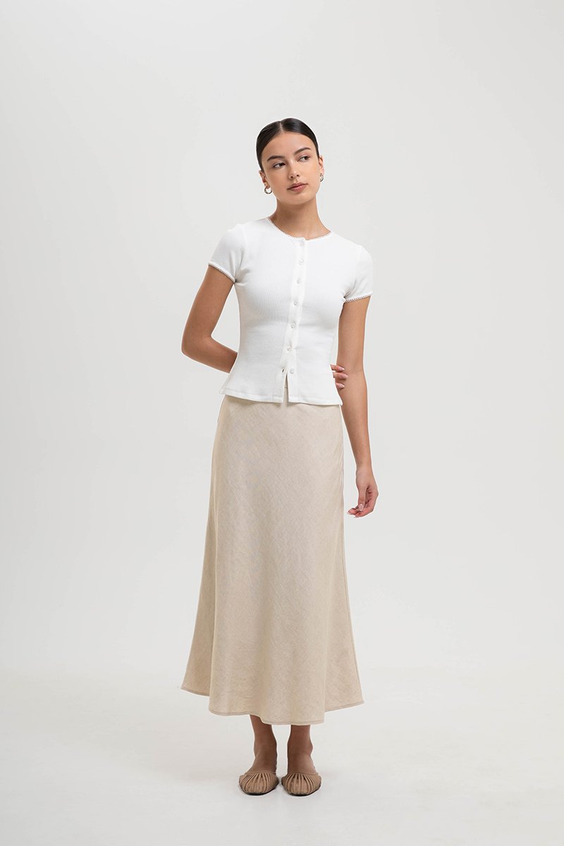 KELSY LINEN MIDI SKIRT