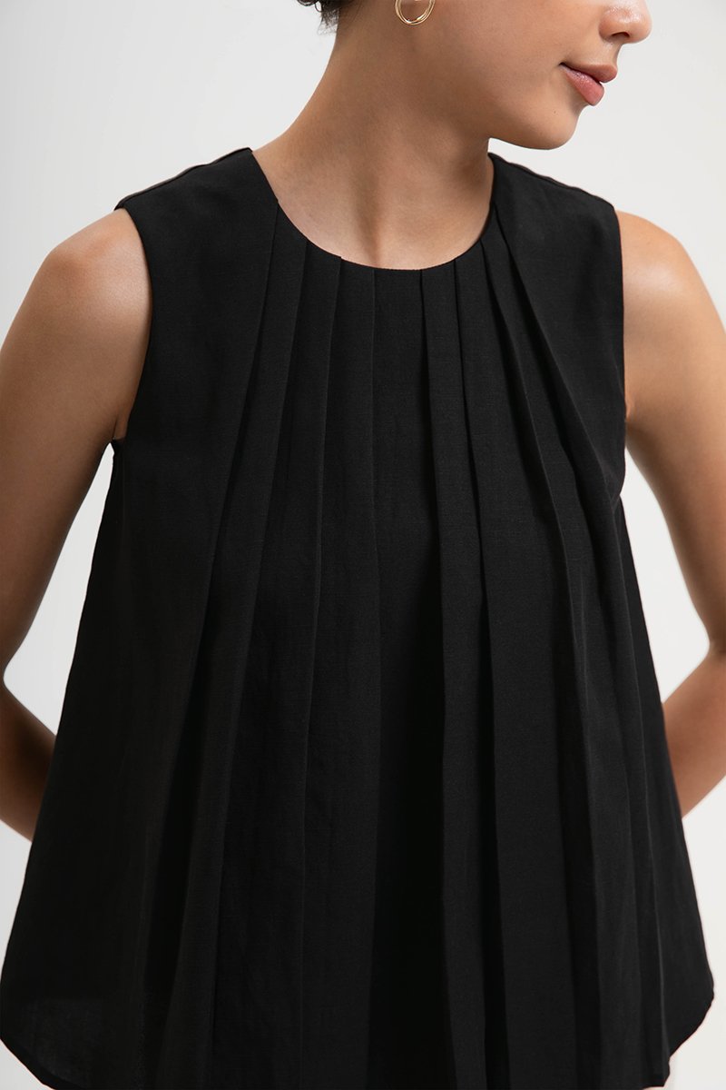 BECKY PLEATED LINEN TOP