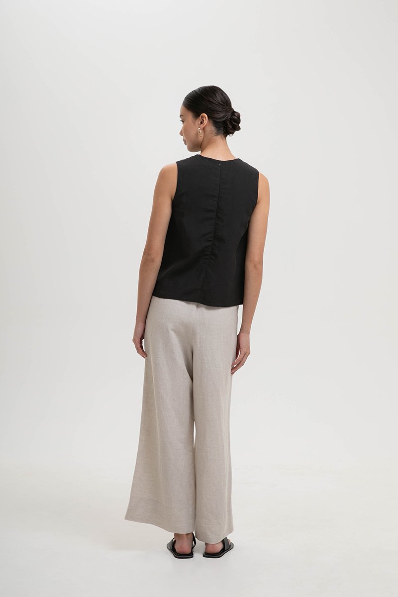 BECKY PLEATED LINEN TOP