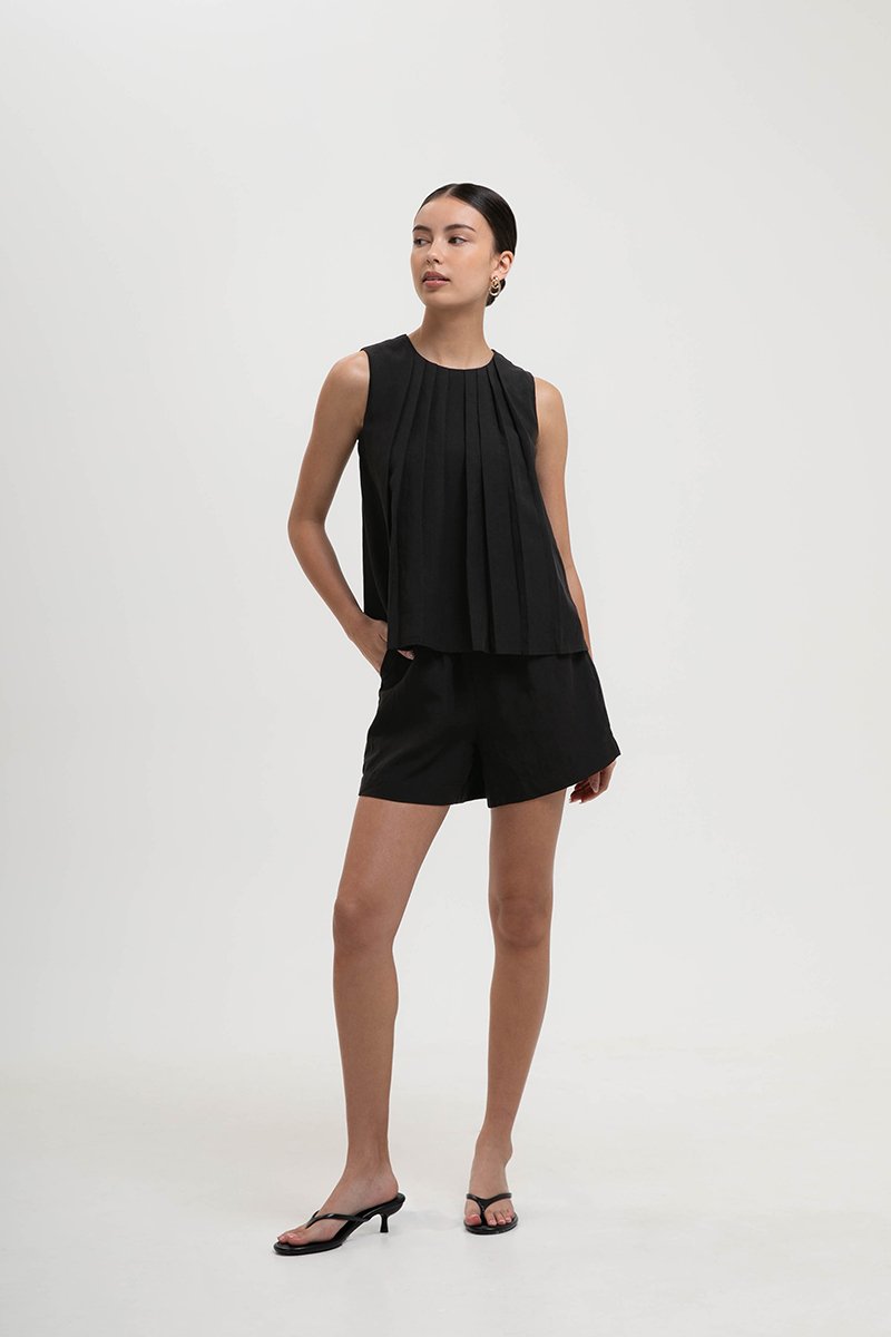 BECKY PLEATED LINEN TOP