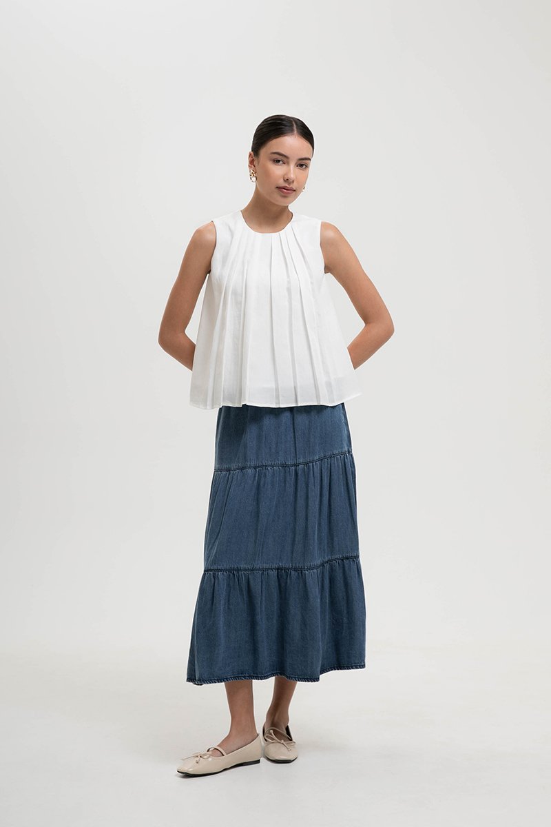 BECKY PLEATED LINEN TOP