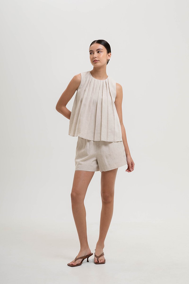 JAELYN ELASTICATED LINEN SHORTS