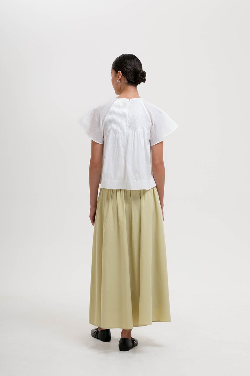 ESRA PIN TUCK FLUTTER SLEEVES TOP