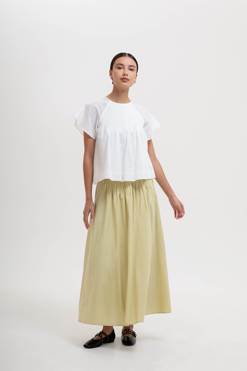 ESRA PIN TUCK FLUTTER SLEEVES TOP