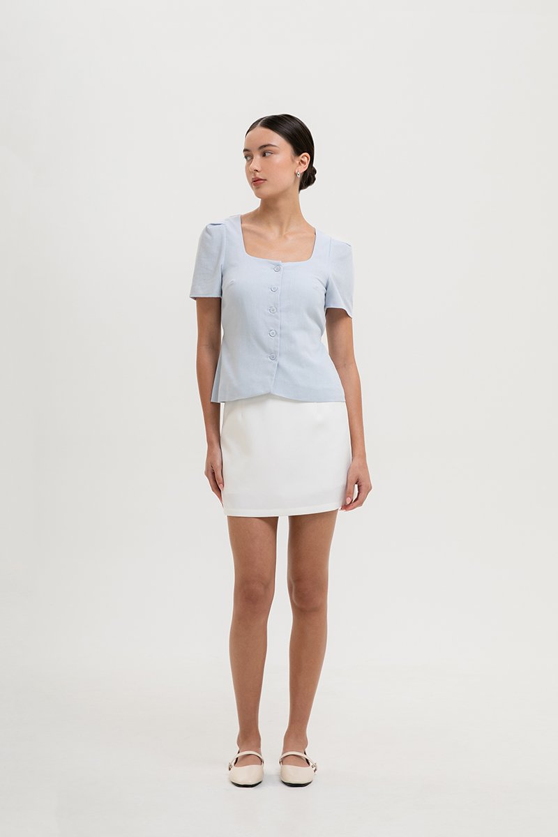 MEGHAN SHORT SLEEVE VEST LINEN TOP