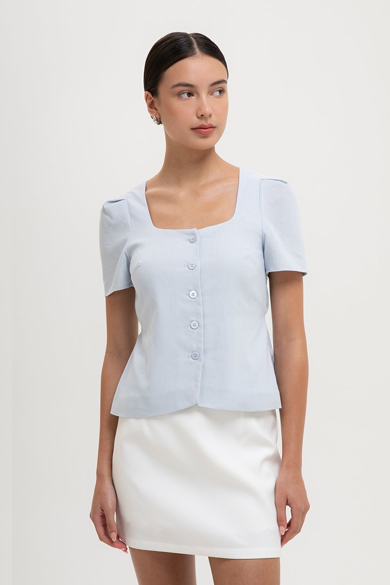 MEGHAN SHORT SLEEVE VEST LINEN TOP