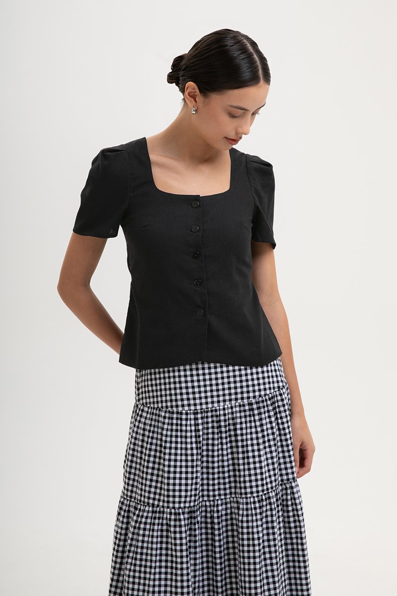 MEGHAN SHORT SLEEVE VEST LINEN TOP