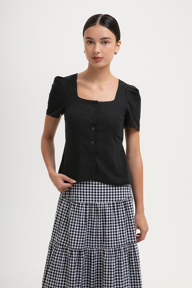 MEGHAN SHORT SLEEVE VEST LINEN TOP