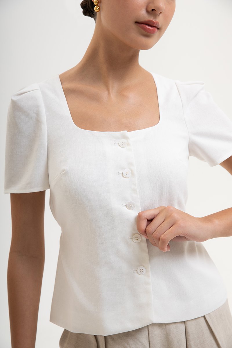 MEGHAN SHORT SLEEVE VEST LINEN TOP