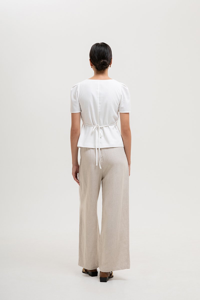 MEGHAN SHORT SLEEVE VEST LINEN TOP