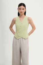 OLIVIA ASYMMETRIC VEST LINEN TOP