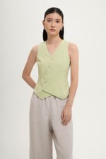 OLIVIA ASYMMETRIC VEST LINEN TOP