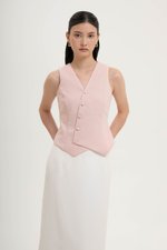 OLIVIA ASYMMETRIC VEST LINEN TOP
