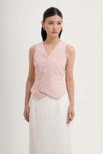 OLIVIA ASYMMETRIC VEST LINEN TOP
